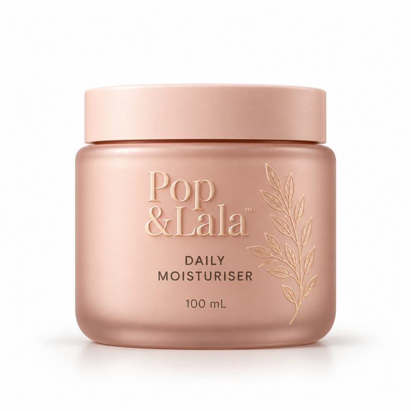 Pop & Lala blush glass moisturiser jar